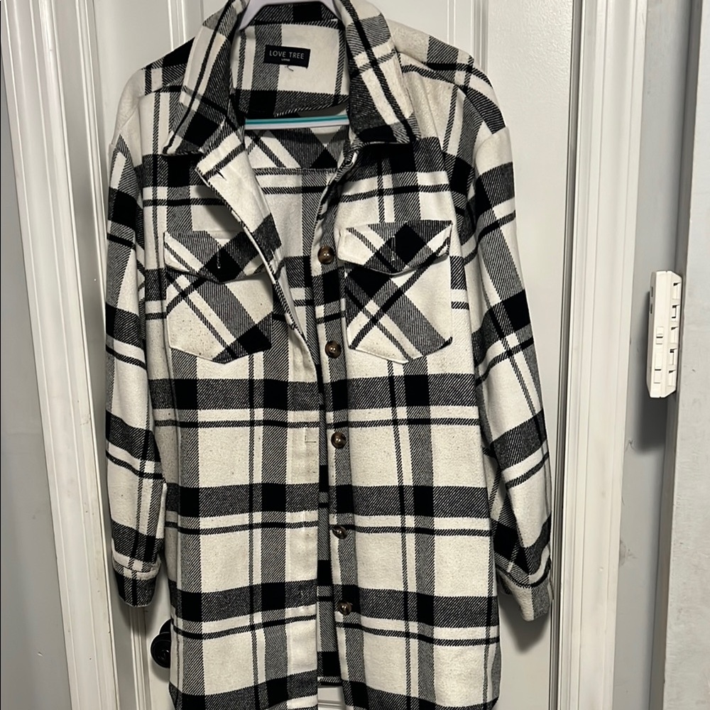 Love Tree Black and White Plaid Shacket